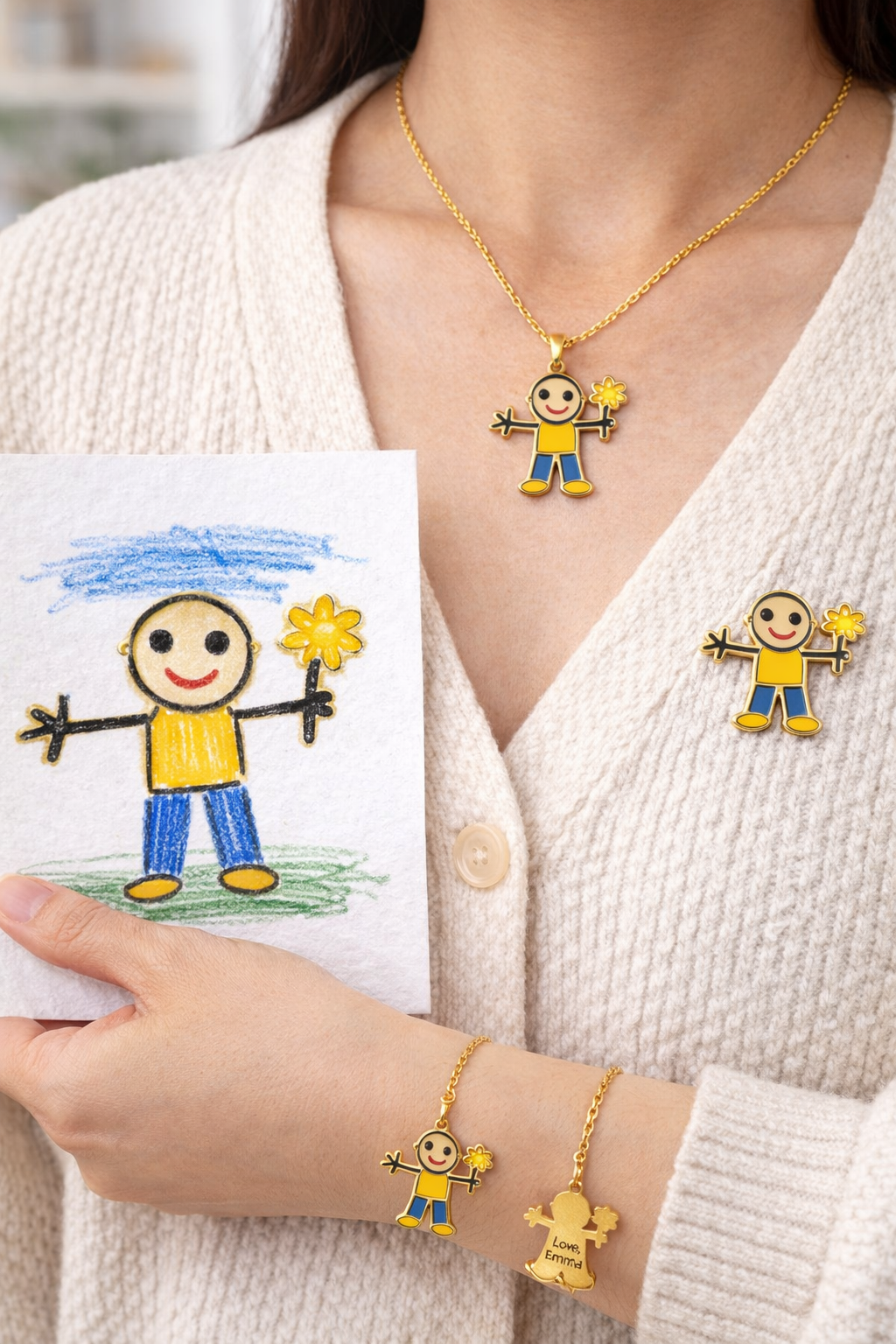 custom kids drawing necklace from artwork
personalized child drawing jewelry
drawing to necklace transformation
custom family drawing jewelry